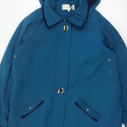 EWM Women Blue Size 18 Hooded Padded Parka Jacket Toggle