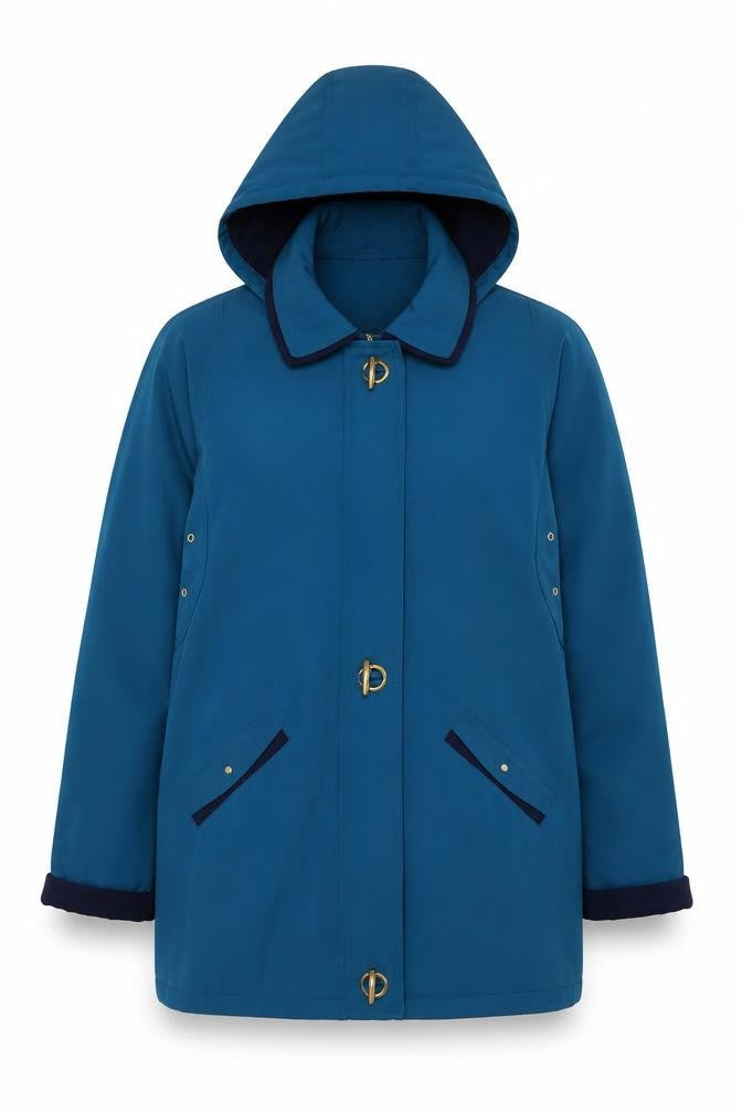 EWM Women Blue Size 18 Hooded Padded Parka Jacket Toggle