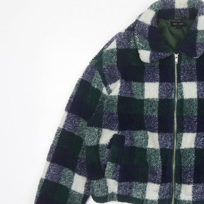 New Look Women’s Multicoloured Check Teddy Fleece Zip Jacket UK S