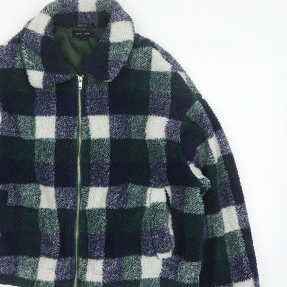 New Look Women’s Multicoloured Check Teddy Fleece Zip Jacket UK S