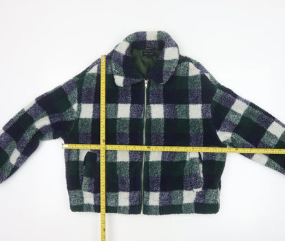 New Look Women’s Multicoloured Check Teddy Fleece Zip Jacket UK S
