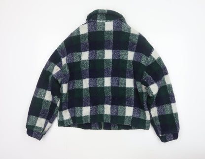 New Look Women’s Multicoloured Check Teddy Fleece Zip Jacket UK S