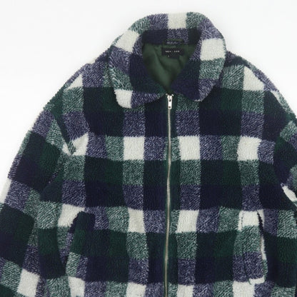 New Look Women’s Multicoloured Check Teddy Fleece Zip Jacket UK S
