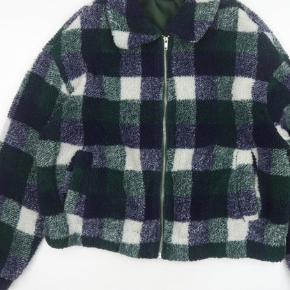 New Look Women’s Multicoloured Check Teddy Fleece Zip Jacket UK S