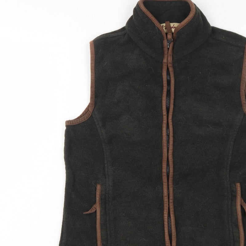 Rydale Women's Black Brown Fleece Full Zip Waistcoat UK 10 Outdoor