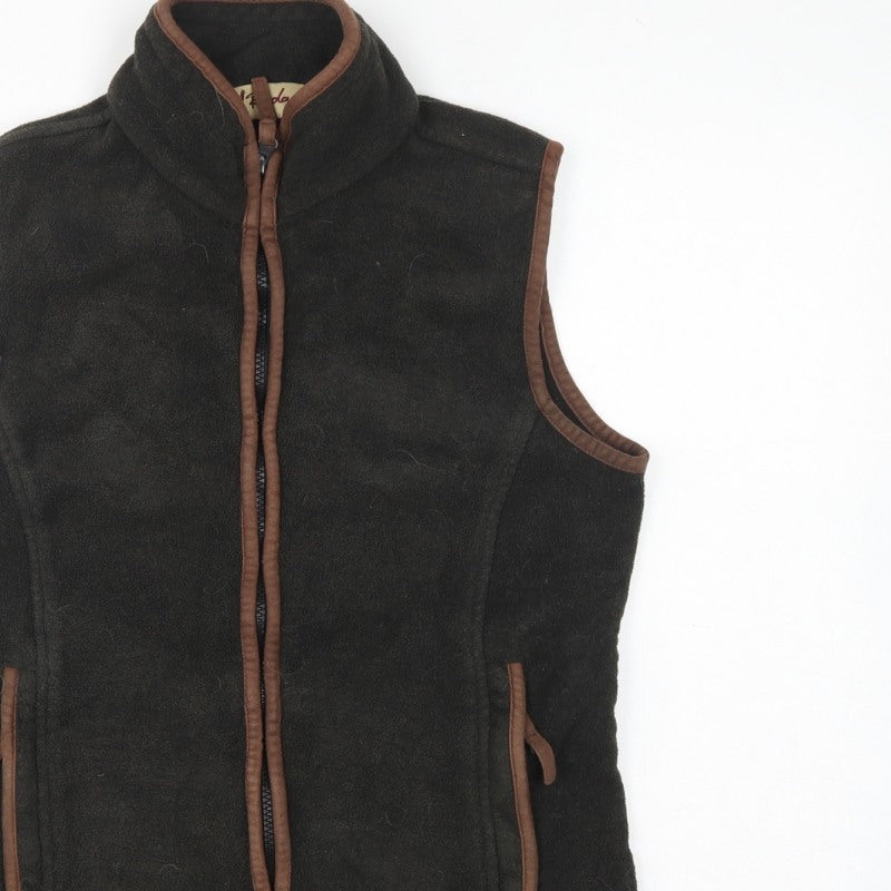 Rydale Women's Black Brown Fleece Full Zip Waistcoat UK 10 Outdoor