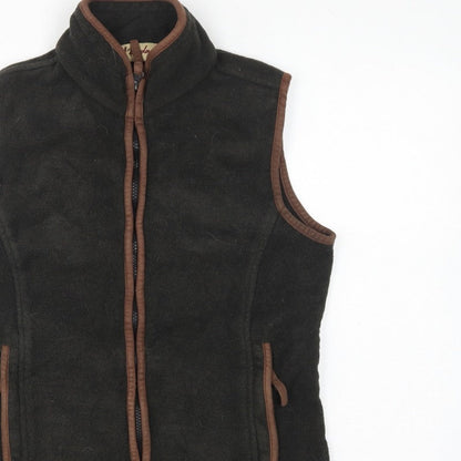 Rydale Women's Black Brown Fleece Full Zip Waistcoat UK 10 Outdoor