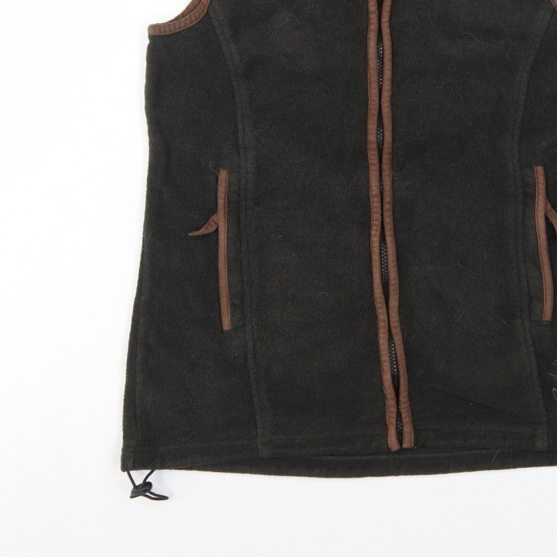 Rydale Women's Black Brown Fleece Full Zip Waistcoat UK 10 Outdoor