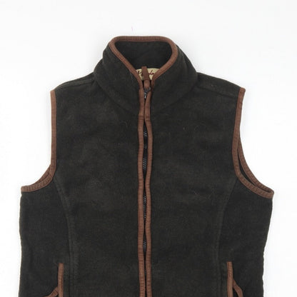 Rydale Women's Black Brown Fleece Full Zip Waistcoat UK 10 Outdoor