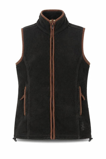 Rydale Women's Black Brown Fleece Full Zip Waistcoat UK 10 Outdoor