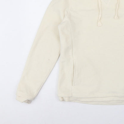 Mantary Women’s Ivory Size 14 Fleece Hoodie Pullover Embroidered
