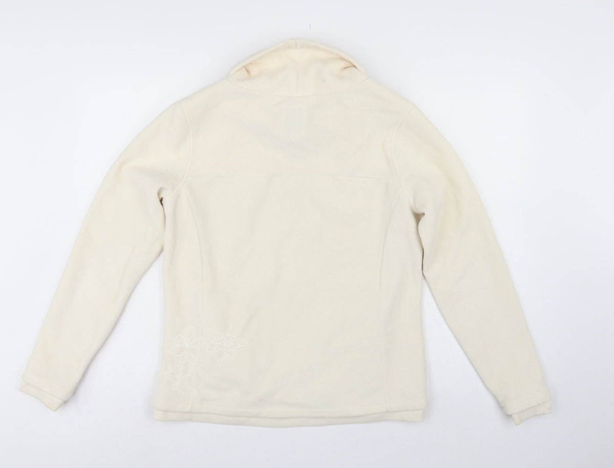 Mantary Women’s Ivory Size 14 Fleece Hoodie Pullover Embroidered