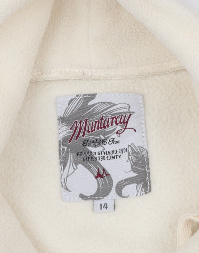 Mantary Women’s Ivory Size 14 Fleece Hoodie Pullover Embroidered