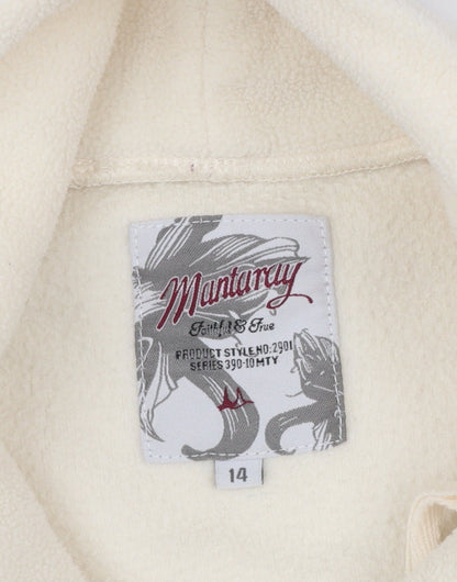 Mantary Women’s Ivory Size 14 Fleece Hoodie Pullover Embroidered