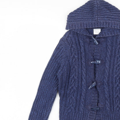 Next Women's Blue UK 16 Hooded Cable Knit Toggle Cotton Cardigan