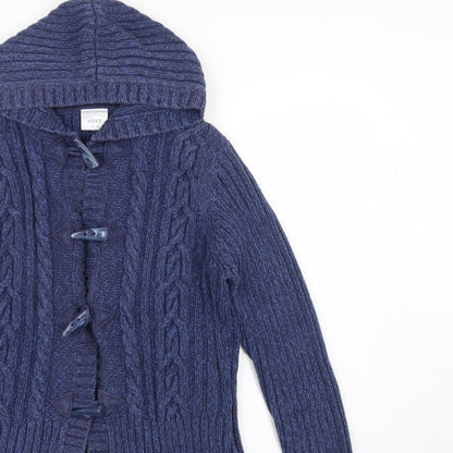 Next Women's Blue UK 16 Hooded Cable Knit Toggle Cotton Cardigan