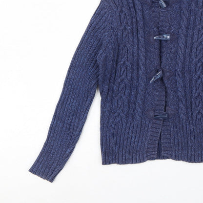 Next Women's Blue UK 16 Hooded Cable Knit Toggle Cotton Cardigan