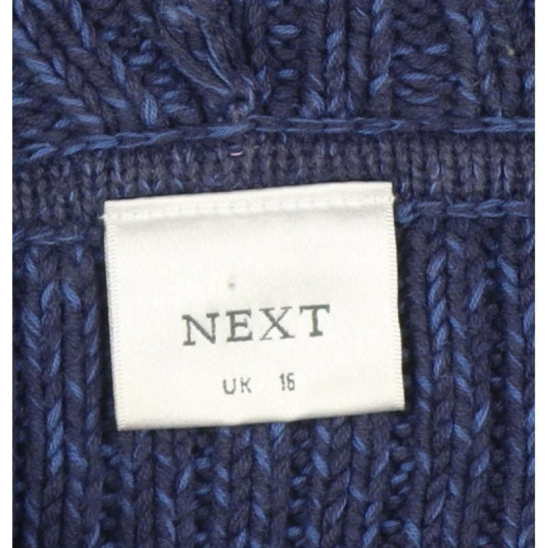 Next Women's Blue UK 16 Hooded Cable Knit Toggle Cotton Cardigan