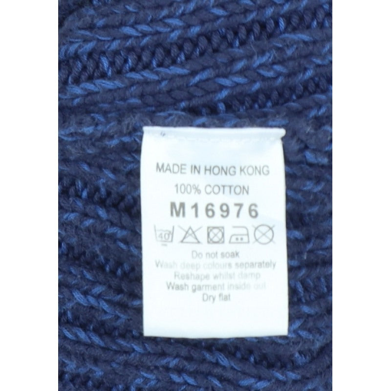 Next Women's Blue UK 16 Hooded Cable Knit Toggle Cotton Cardigan