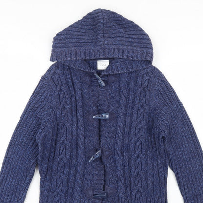 Next Women's Blue UK 16 Hooded Cable Knit Toggle Cotton Cardigan