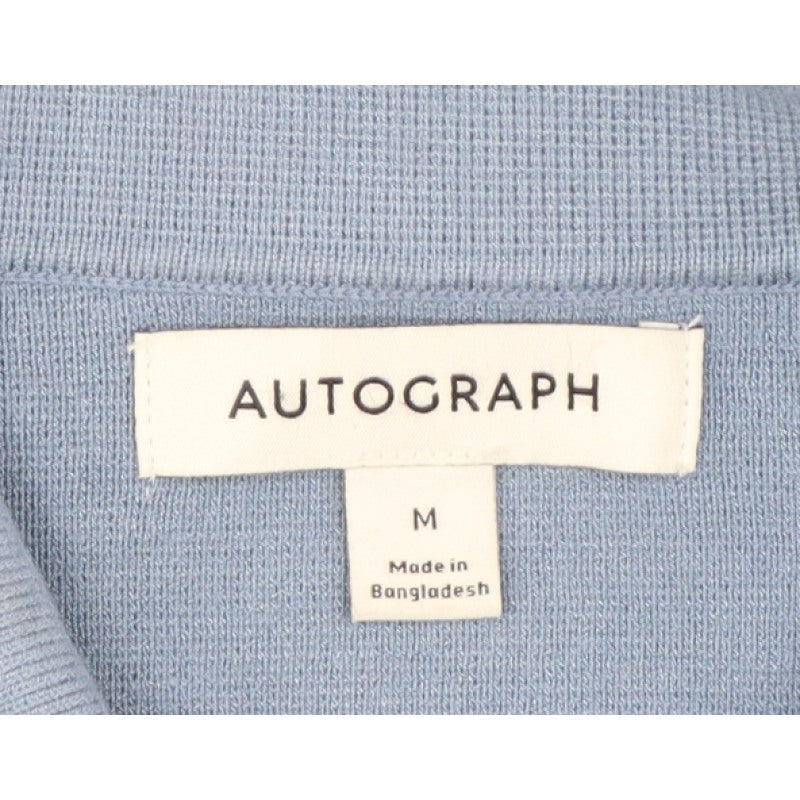 Autograph Men’s Blue M Henley Collared Knit Jumper Pocket