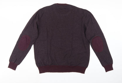 Eddie Wood Men’s Red 3XL Striped Crew Neck Cotton Jumper