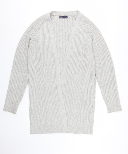Marks and Spencer Women Grey M Cable Knit Open Cardigan