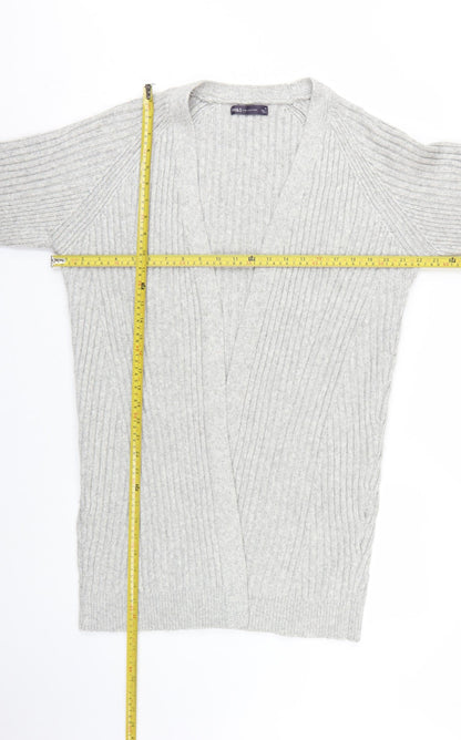Marks and Spencer Women Grey M Cable Knit Open Cardigan