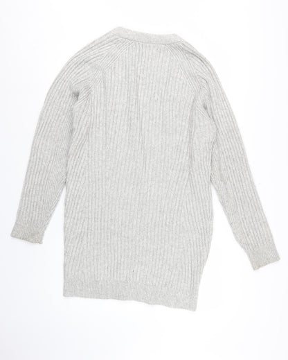 Marks and Spencer Women Grey M Cable Knit Open Cardigan