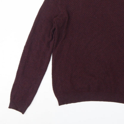 Threadbare Men’s Brown M Textured Knit Crew Neck Pullover Jumper