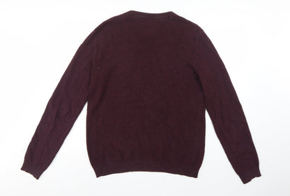 Threadbare Men’s Brown M Textured Knit Crew Neck Pullover Jumper