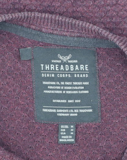 Threadbare Men’s Brown M Textured Knit Crew Neck Pullover Jumper