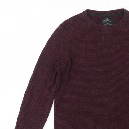 Threadbare Men’s Brown M Textured Knit Crew Neck Pullover Jumper