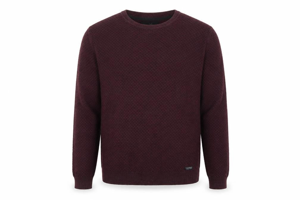 Threadbare Men’s Brown M Textured Knit Crew Neck Pullover Jumper