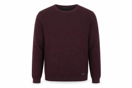 Front view of Threadbare Men’s Brown M Textured Knit Crew Neck jumper