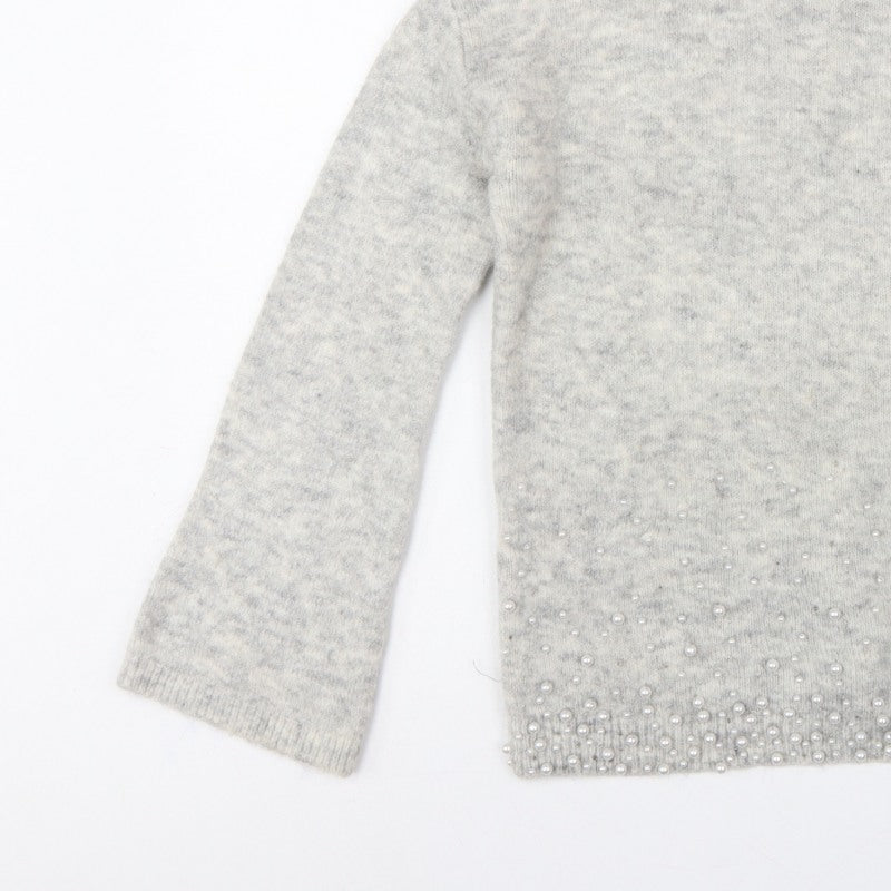 Next Women’s Grey Pearl Beaded Roll Neck Jumper Size 10 Knit