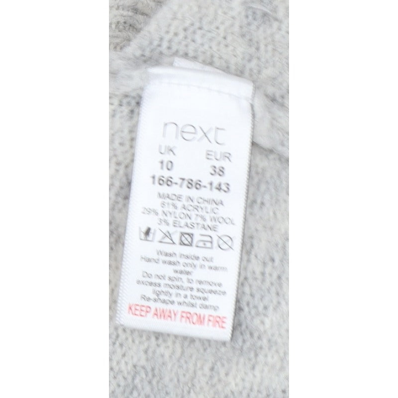 Next Women’s Grey Pearl Beaded Roll Neck Jumper Size 10 Knit