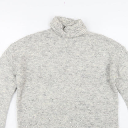 Next Women’s Grey Pearl Beaded Roll Neck Jumper Size 10 Knit