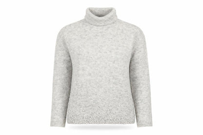 Next Women’s Grey Pearl Beaded Roll Neck Jumper Size 10 Knit