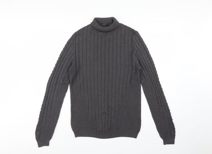ASOS Design Men’s Grey M Cable Knit Roll Neck Pullover Jumper