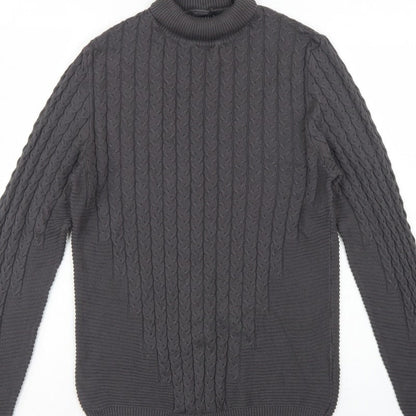 ASOS Design Men’s Grey M Cable Knit Roll Neck Pullover Jumper