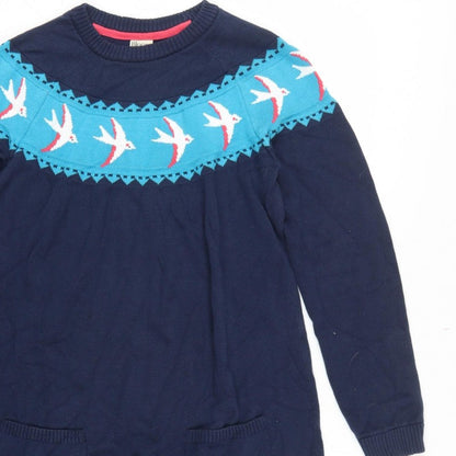 Frugi Bloom Women’s Blue UK 12 Bird Knit Jumper Dress Pockets