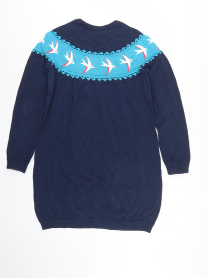 Frugi Bloom Women’s Blue UK 12 Bird Knit Jumper Dress Pockets