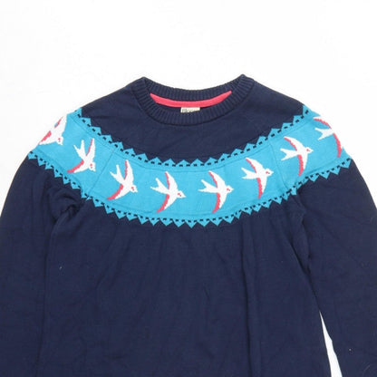 Frugi Bloom Women’s Blue UK 12 Bird Knit Jumper Dress Pockets