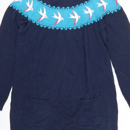 Frugi Bloom Women’s Blue UK 12 Bird Knit Jumper Dress Pockets