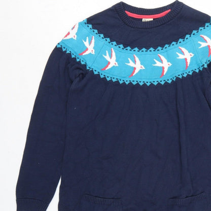 Frugi Bloom Women’s Blue UK 12 Bird Knit Jumper Dress Pockets