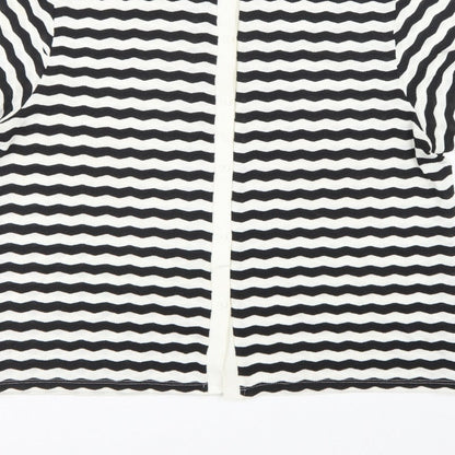 Marks & Spencer Women Black White Striped Size 20 Jersey Polo Shirt