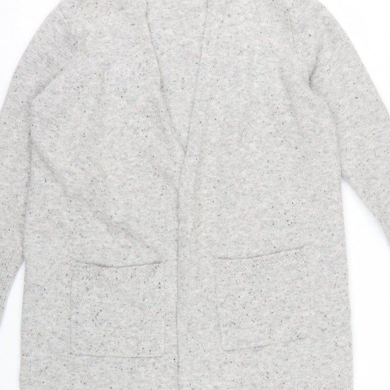 White Stuff Women Grey UK 14 Open Knit Pocket Cardigan Wool Blend