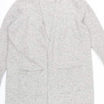 White Stuff Women Grey UK 14 Open Knit Pocket Cardigan Wool Blend