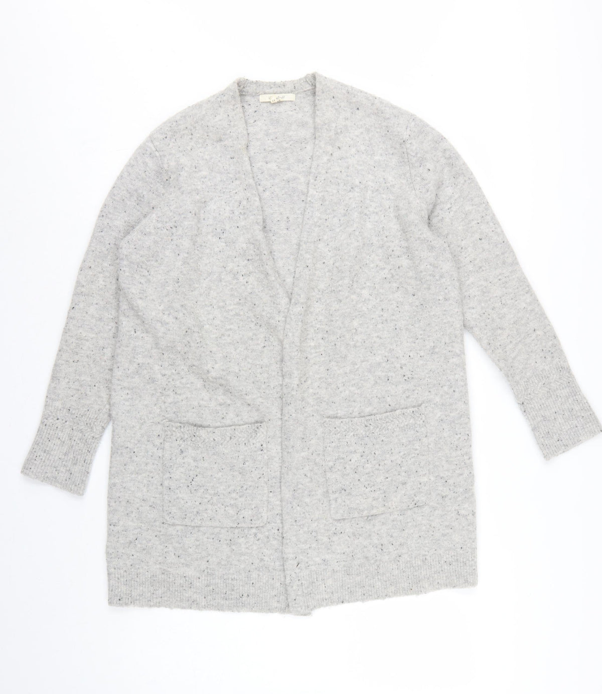 White Stuff Women Grey UK 14 Open Knit Pocket Cardigan Wool Blend